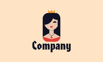 Flat Queen pageant contest posts set Vector illustration. Lady Queen Flat Logo Design