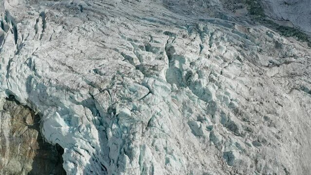 Moiry glacier in Swiss alps aerial view