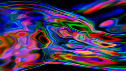 neon holographic liquid on black background