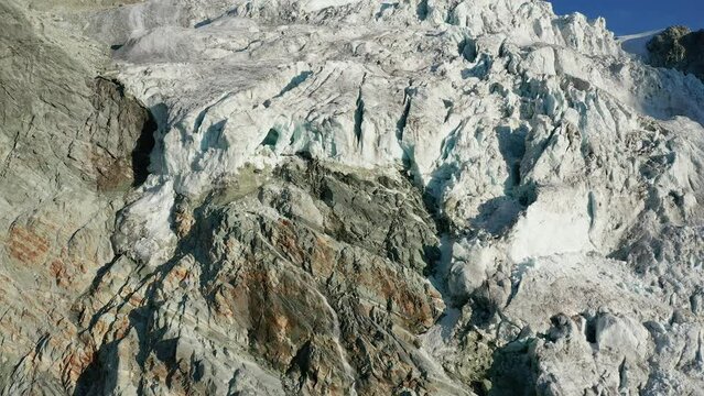 Moiry glacier in Swiss alps aerial view