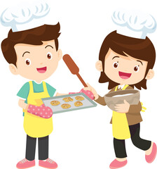 happy child baking together at kitchen ,Kids Chef Cookies