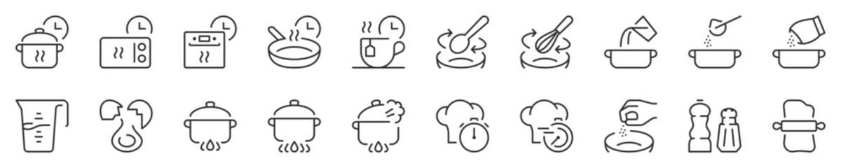 Cooking thin line icon set. Symbol collection in transparent background. Editable vector stroke. 512x512 Pixel Perfect.