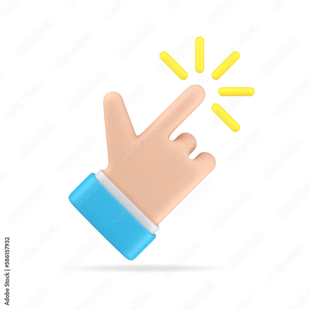 Poster business man hand human finger click pointer web screen cursor gesture 3d icon realistic vector