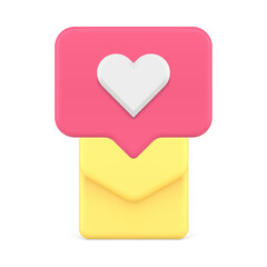Incoming message like love dating application chat cyberspace notification 3d icon realistic vector