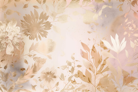 A floral background with a white and brown flowers. Generative AI