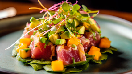 A Tropical Delight: Tuna Ceviche with Fresh Mango and Avocado