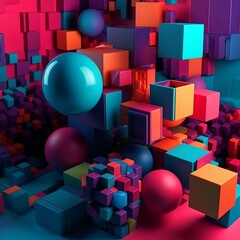 colorful illustration of different shape ai generated