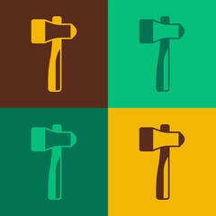 Pop art Hammer icon isolated on color background. Tool for repair. Vector