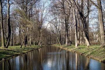 Pond in Lazienki Krolewskie - Royal Baths Park in Warsaw, Poland