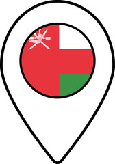 Fototapeta premium Oman flag map pin navigation icon.