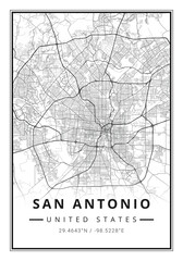 Obraz premium Street map art of San Antonio city in USA - United States of America - America
