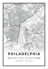 Street map art of Philadelphia city in USA - United States of America - America
