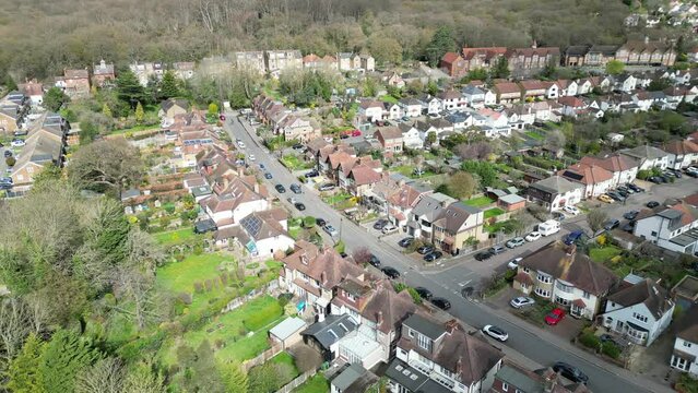 Roads and streets Loughton Essex UK town centre drone aerial