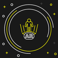 Line Augmented reality AR icon isolated on black background. Virtual futuristic wearable devices. Colorful outline concept. Vector