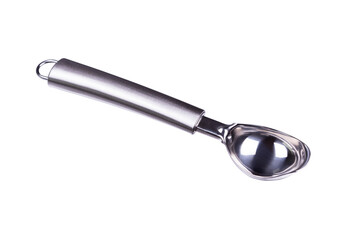 Ice cream scoop, metallic scooper spoon, png isolated on transparent background