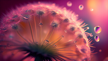 big dandelion on a pink background