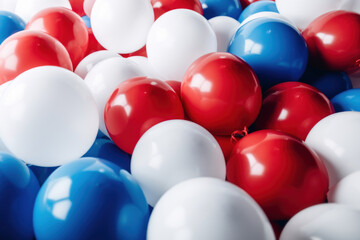 Naklejka premium Blue red and white balloon on white background with copy space. generative ai.