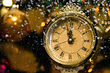 Old clock on the eve of the new year