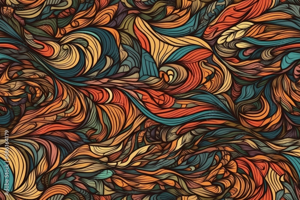 Poster vibrant and colorful pattern with a variety of hues and shapes created with generative ai technology