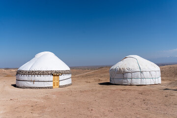 Yurts in the steppe of Central Asia