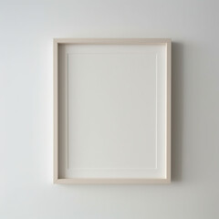 Vertical wooden frame and white portrait frame mock up on the vintage white wall. 3D illustrations, decoration, generative AI.