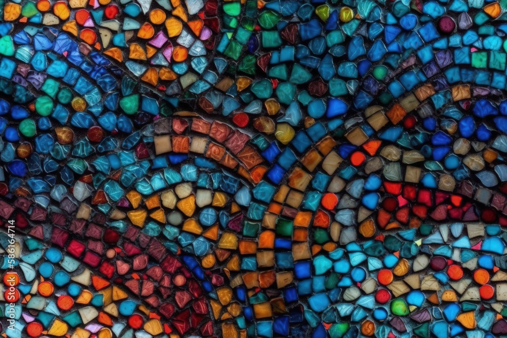 Poster vibrant and intricate mosaic pattern created with generative ai technology