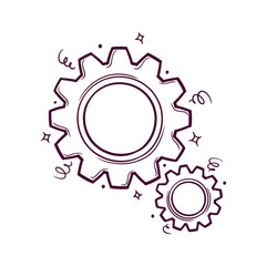 hand drawn gears vector illustration
