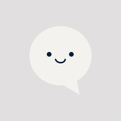 Modern Style Minimalist White Speech Bubble with Smiling Face on Gray Background - Vector Illustration, Design for Web, Apps and Social Media