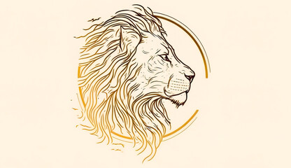 Minimalistic lion logo, flat design, generative AI.