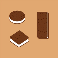 sandwich ice cream illustration collection Vector