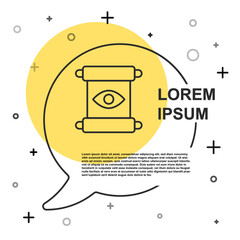 Black line Magic scroll icon isolated on white background. Decree, paper, parchment, scroll icon. Random dynamic shapes. Vector