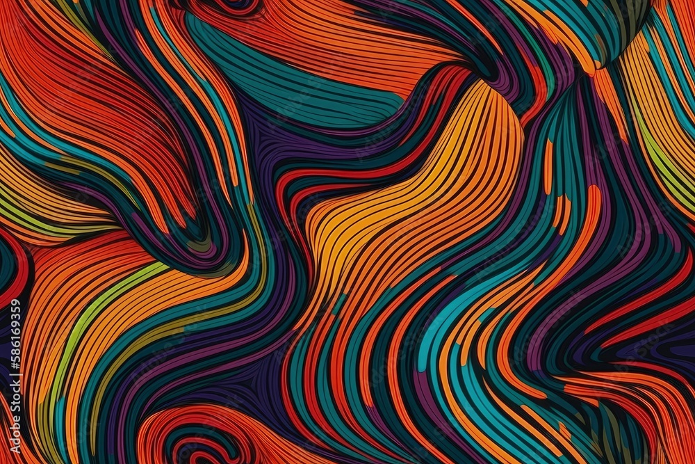 Poster vibrant abstract background with flowing wavy lines created with generative ai technology