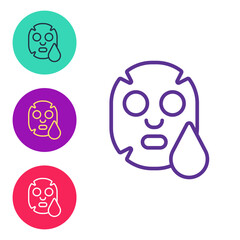 Set line Facial cosmetic mask icon isolated on white background. Cosmetology, medicine and health care. Set icons colorful. Vector