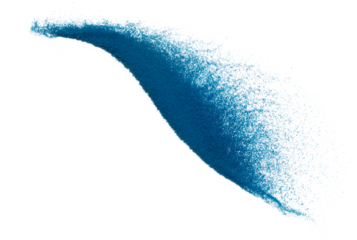 Blue Sand flying explosion, Ocean sands grain wave explode. Abstract cloud fly, colored splash throwing in Air. White background Isolated high speed shutter, throwing freeze stop