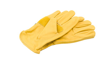 immagine con paio di guanti da lavoro in pelle gialla su sfondo trasparente