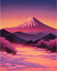 Fototapeta premium Pink Mountain Landscape