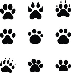 Fototapeta premium Paw Print Icon Flat Line Art Set Paw logo icon of pet vector stock illustration