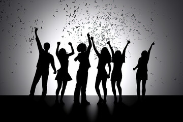 silhouettes of people dancing black and whte, generated by generative ai