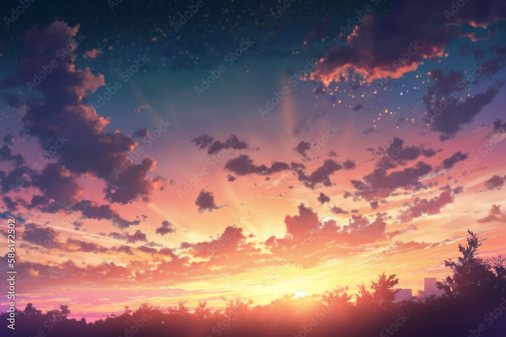 Canvas Prints beautiful sunset sky with clouds generative ai