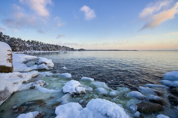 frozen sea in winter