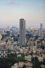 Fototapeta na wymiar View from hot air balloon in Hayarkon Park in Tel Aviv, Israel