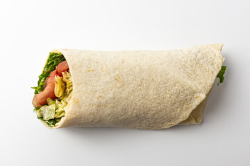 Chicken wrap on a white background