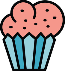 Sugar muffin icon. Outline Sugar muffin vector icon for web design isolated on white background color flat
