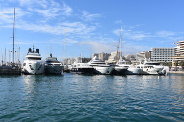 Palma, de Mallorca, island, Baleares, Spain, marina, harbor, yachts, sailboats, city, vacation, luxury, boat, yacht, ship, harbour, port, sailing, dock, travel © Albin Marciniak