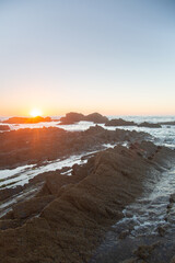 Sunset on Rock Formation at Castelejo Beach; Algarve; Portugal