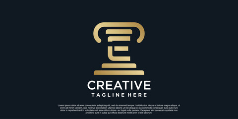 Obraz premium Letter E logo design of justice unique concept Premium Vector