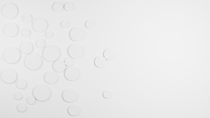 Abstract 3d-illustration as a rendering of random sized white circle bowl shaped background wallpaper banner pattern with copy space beside