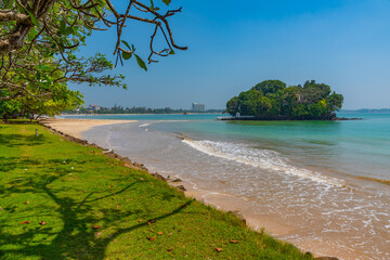 Taprobane island and Weligama beach at Sri Lanka