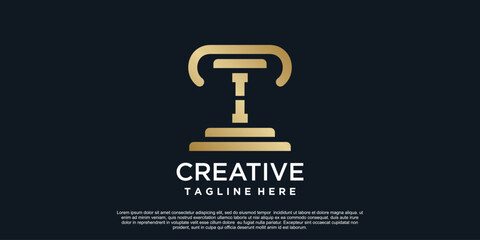 Letter I logo design of justice unique concept Premium Vector