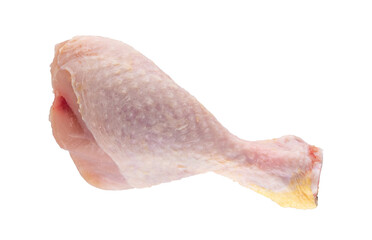 raw chicken leg isolated on white background